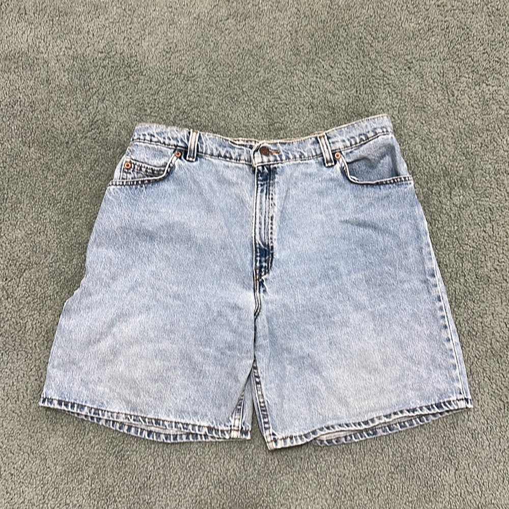 Vintage 90s Levis 951 Orange Tab Womens 16 Faded Relaxed Fit Denim Shorts